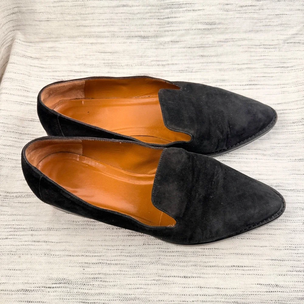 Aquatalia Golda‎ Women's Black Suede Loafers Size 6.5 Classic Minimalist